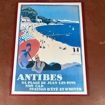 Antibes, Sa Plage De Juan Les Pins, Vintage Poster,by Roger Broders On Canvas by Roger Broders Print