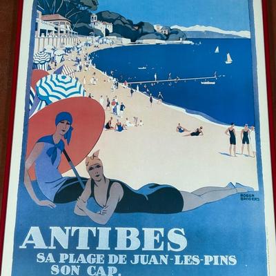 Antibes, Sa Plage De Juan Les Pins, Vintage Poster,by Roger Broders On Canvas by Roger Broders Print