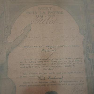 French WW1 Memorabilia from 1914 Mort Pour La Patrie War Remembrance