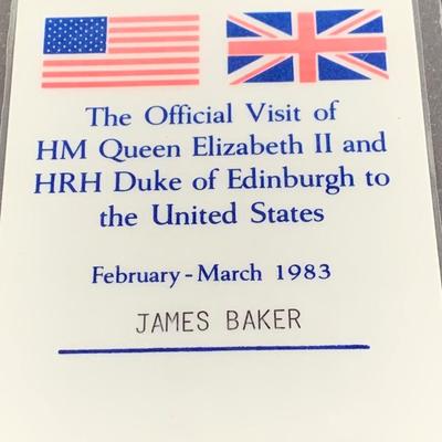Queen Elizabeth 1981 James Baker VIP Pass 2007 Invitation