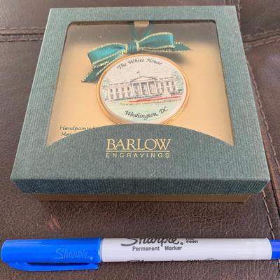 Hand Painted White House Ornament Barlow in Box