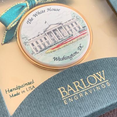 Hand Painted White House Ornament Barlow in Box