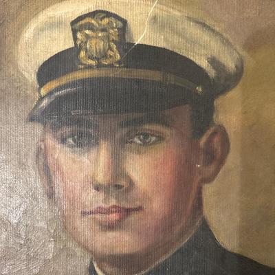 Antique Oil Canvas of Navy Soldier