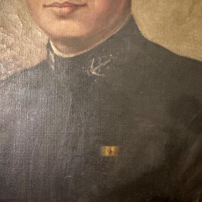 Antique Oil Canvas of Navy Soldier