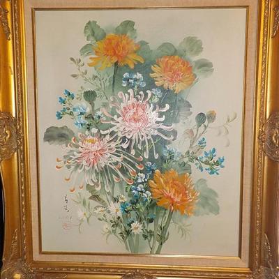 " Chinese Wlid Flowers" by Choi. Original Oil painting.