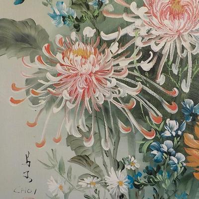 " Chinese Wlid Flowers" by Choi. Original Oil painting.