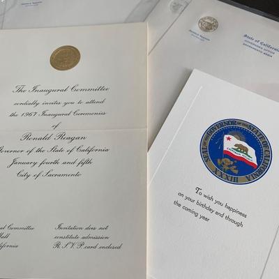 1967 Governor Ronald Reagan Inaugural Invite & Office Letterhead