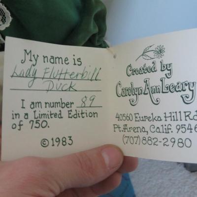 Unique Vintage Girl Duck Doll w/ Dress Porcelain Legs & Head - 89 of 750 - Carolyn Ann Leary