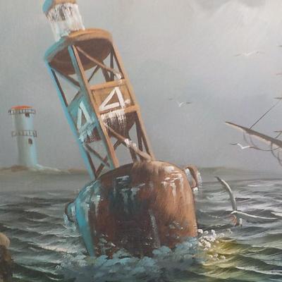 " The Schooner Arrival" by J. Thorfami. Original Oil on Canvas.