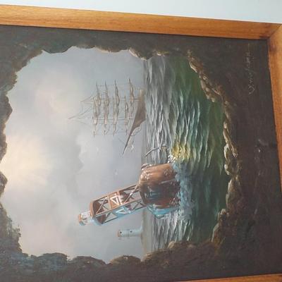 " The Schooner Arrival" by J. Thorfami. Original Oil on Canvas.