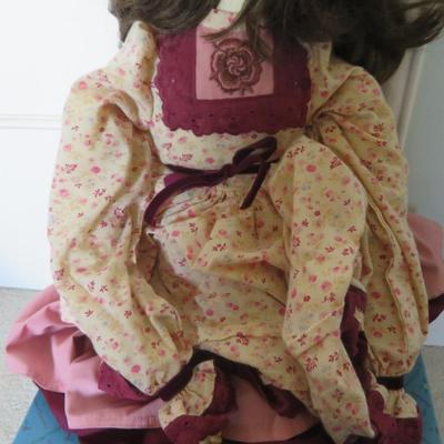 Porcelain Casual Brunette Dress Doll - as seen