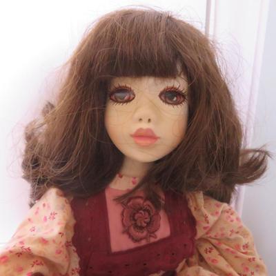 Porcelain Casual Brunette Dress Doll - as seen