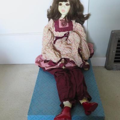 Porcelain Casual Brunette Dress Doll - as seen
