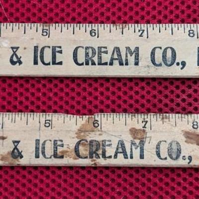 Lot of 13 pieces-Roanoke Dairy and Ice Cream Company Bottles - Milk and Cottage, 2 rulers, plus more