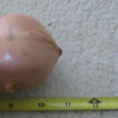 Hand Knit Doll Clothes Hooded Bright Yellow Cotton Jacket on a Kewpie - as is