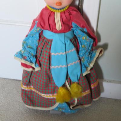 Vintage Moscow Russian Souvenir Doll Traditional Dress Blinking Eyes 1980s