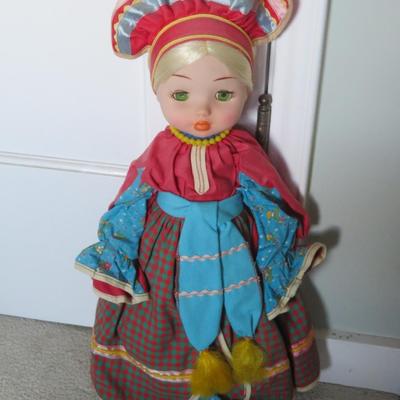 Vintage Moscow Russian Souvenir Doll Traditional Dress Blinking Eyes 1980s