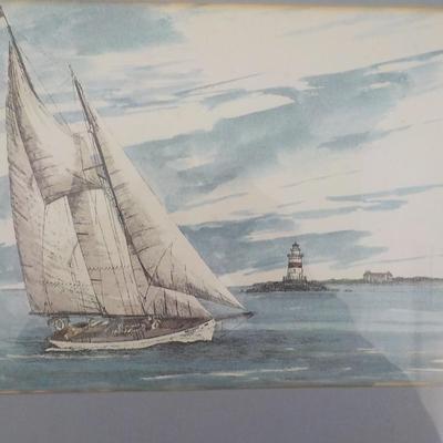 Maine Light house, original water color by Tylek