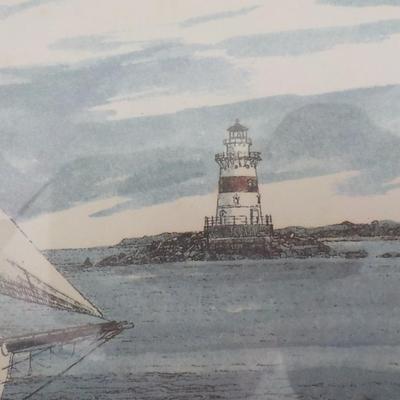 Maine Light house, original water color by Tylek