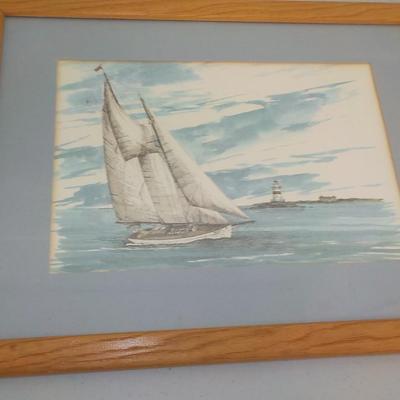 Maine Light house, original water color by Tylek