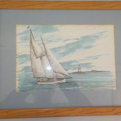 Maine Light house, original water color by Tylek