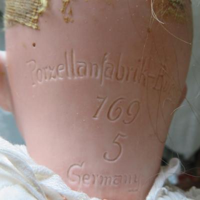 22" PORZELLANFABRIK BURGGRUB 769 5 GERMANY DOLL - Antique Original - as seen- human hair wig