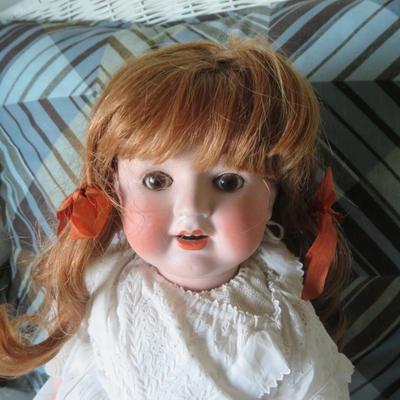 22" PORZELLANFABRIK BURGGRUB 769 5 GERMANY DOLL - Antique Original - as seen- human hair wig