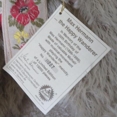 VINTAGE HERMANN LIMITED EDITION HAPPY WANDERER MOHAIR BEAR 16" TALL