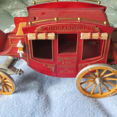 Vintage D Ghirardelli & Sons Chocolate Co Red Gold Stage Coach Wagon