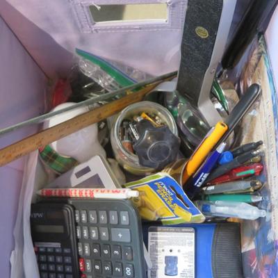Stationary / Large Desk Top Lot Includes, sticky pads, staples, and staplers, tape, hanging folder for file cabinet, padded, mailing ÃŸr...