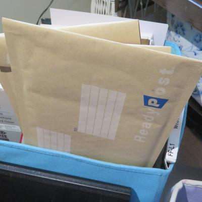 Stationary / Large Desk Top Lot Includes, sticky pads, staples, and staplers, tape, hanging folder for file cabinet, padded, mailing ÃŸr...