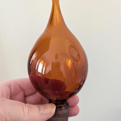 Vintage 1960's Blenko 6418 Amber Glass decanter and stopper Ribbed Optic