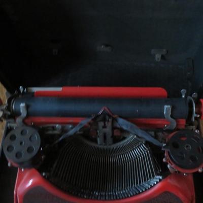 Bright Cherry Red Corona Portable Typewriter Colored Smith Corona W Case 1920s30 -Bright Cherry Red Corona
