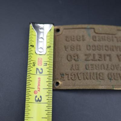 Plaque Off of U.S. Navy Battleship Binnacle