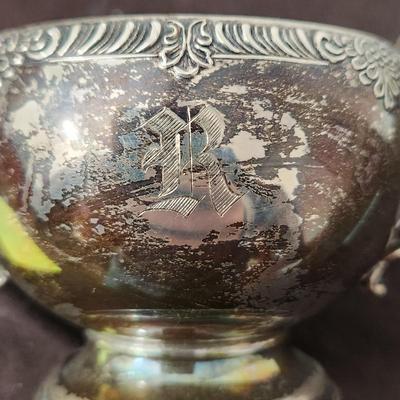 Fisher Sterling Silver Creamer Sugar Bowl 714 monogram "R"