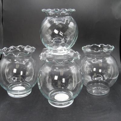 Lot of 4 Clear Glass Ivy Bowls