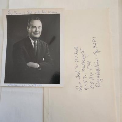 Letter & Photograph from Kentucky Governor Lawrence Wetherby