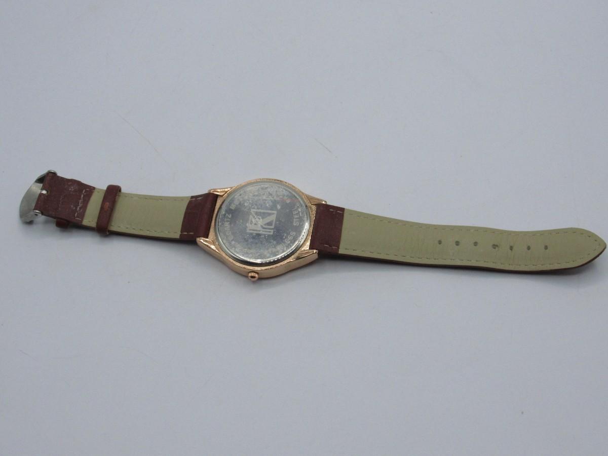 Men's K Rose Gold Tone with Brown Strap Round Face Watch | EstateSales.org