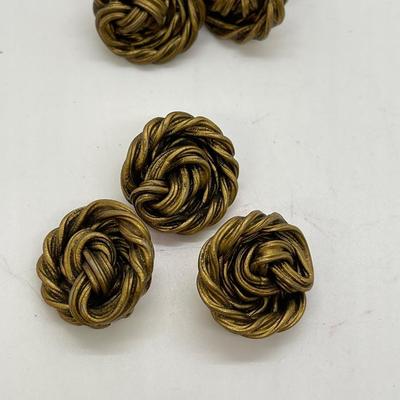 Gold Tone Knot Earrings & Matching Buttons