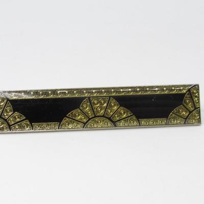 Pierre Bex Style Bar Pin or Brooch â€“ Art Deco style â€“ 1970s â€“ French rectangular black gold