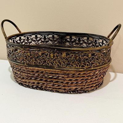 Wicker & Metal Decorative Basket