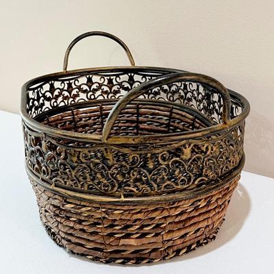 Wicker & Metal Decorative Basket