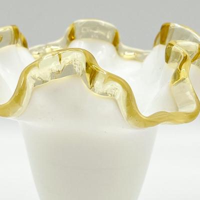 FENTON ~ Gold Crest Milk Glass Vase