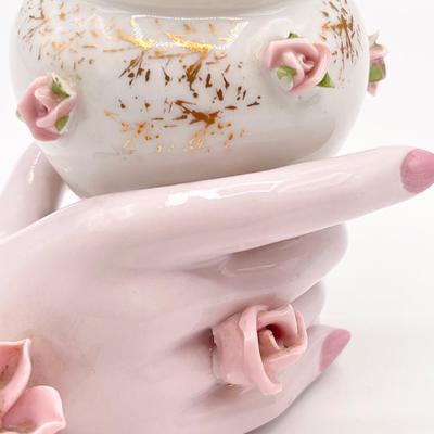 UCAGCO ~ Vtg. Porcelain Hand Holding Planter Vase