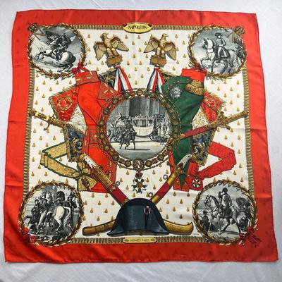 151 RARE Authentic HERMÃˆS Carre 90 Silk Scarf Napoleon by Philippe Ledoux 1985
