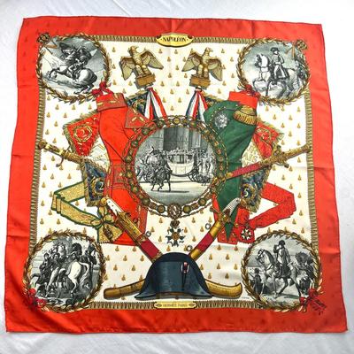 151 RARE Authentic HERMÃˆS Carre 90 Silk Scarf Napoleon by Philippe Ledoux 1985