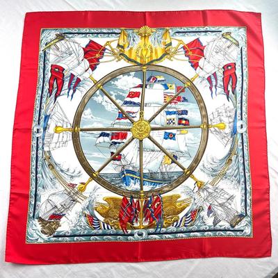 154 Authentic HERMÃˆS Carre 90 Silk Scarf Vive Le Vent by Laurence Thioune 1992