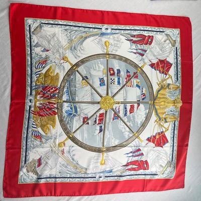 154 Authentic HERMÃˆS Carre 90 Silk Scarf Vive Le Vent by Laurence Thioune 1992