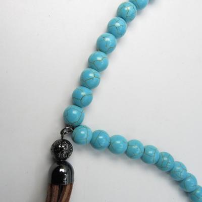Leather lace with Turquoise colored beads