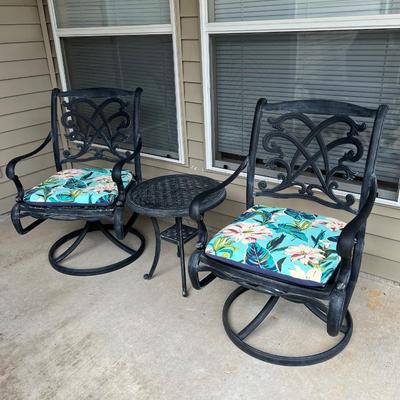 GARDEN TREASURES ~ Three (3) Piece Outdoor Metal Rocker Swivel Patio Set ~ *Read Details